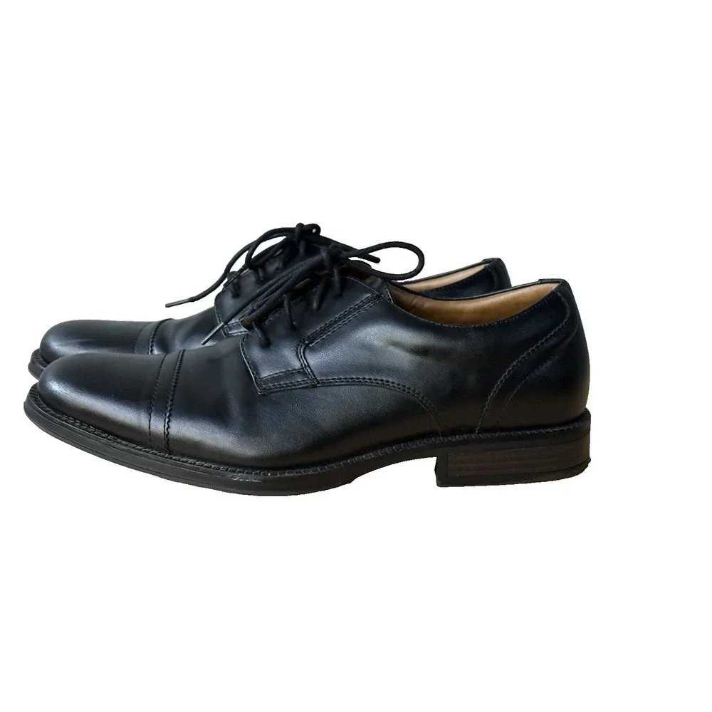 George Men's Black Size 9‎ Cap Toe Branford Oxford Dress Shoes Comfort Footbed